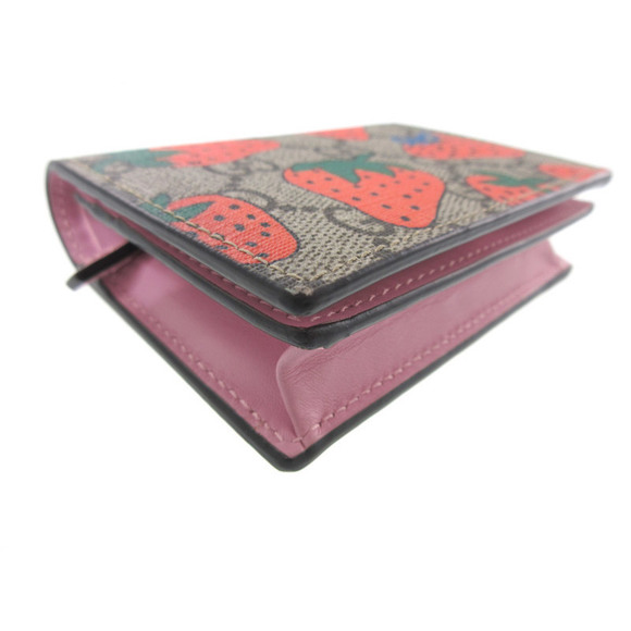 Gucci GG Green Orange Leather Wallet Bifold Strawberry Pink Supreme Ebony Beige - Picture 3 of 6